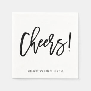 Black Rustic Hand Lettering Cheers Bröllop Napkin Pappersservett