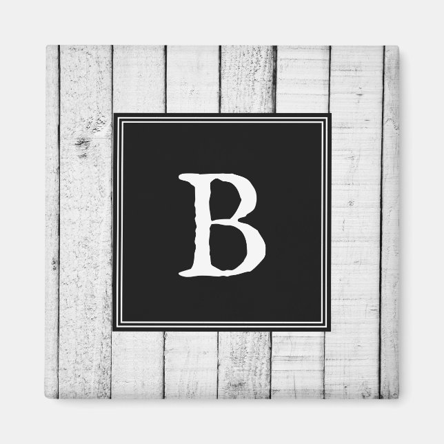 Black Rustic Monogram Magnet (Framsidan)