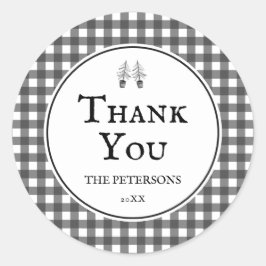 Black Rustic Plaid Thank You Christmas Favor Runt Klistermärke