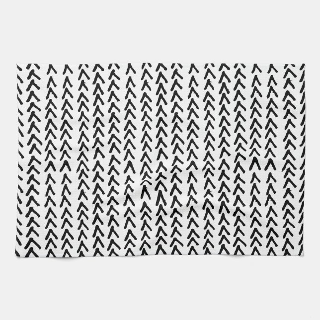 Black Rustic Tribal Mönster Kitchen Towel Kökshandduk (Horisontell)