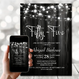 Black Rustic Wood 55:e Födelsedagsfesten Inbjudningar