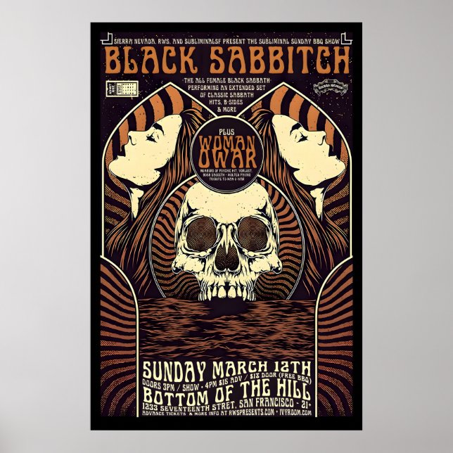 Black Sabbitch Gig Poster Print – Feministisk Rock (Framsidan)