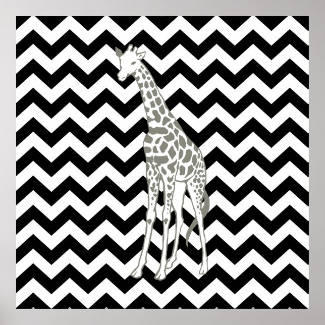 Black Safari Chevron med pop Art Giraffe Poster (Framsidan)
