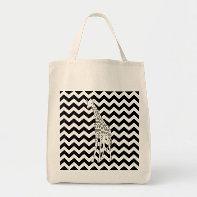 Black Safari Chevron med pop Art Giraffe Tygkasse (Framsidan)