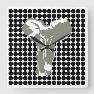 Black Safari Dot med Pop Art Elephant Fyrkantig Klocka