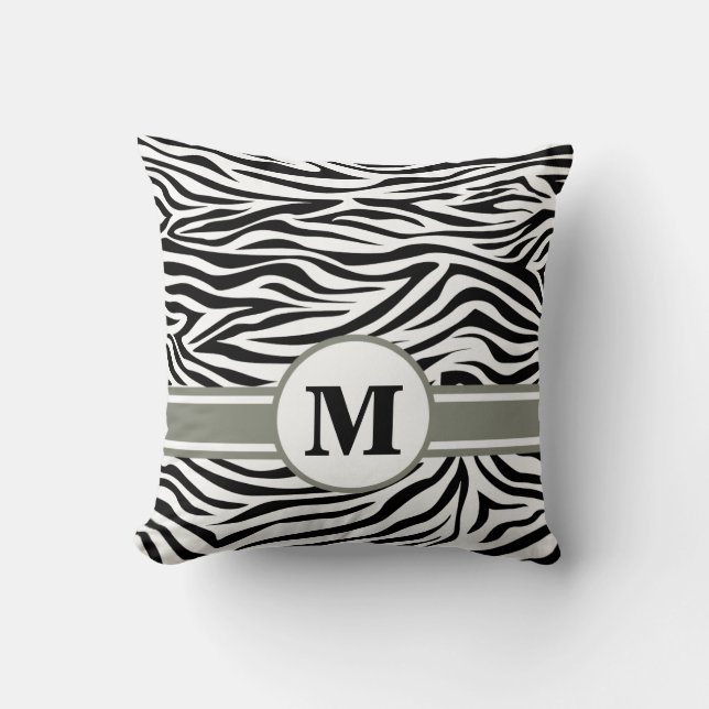 Black Safari Zebra med Monogram Kudde (Framsida)