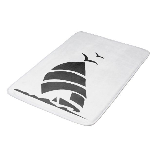 " Black SailBoat " Bathroom Bath Mat Badrumsmatta (Vinklad)