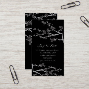 Black Sakura Cherry Blommars Flowers Oriental Zen Visitkort