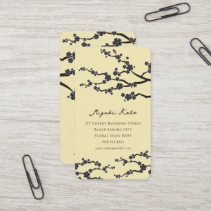 Black Sakura Cherry Blommars Flowers Oriental Zen Visitkort