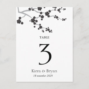 Black Sakura Cherry Blommars Zen Bordsnummer Card