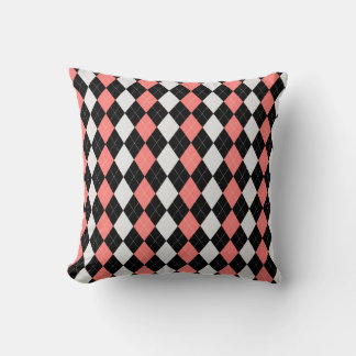Black & SALMON ROSA Diamonds ARGYLE Mönster Kudde