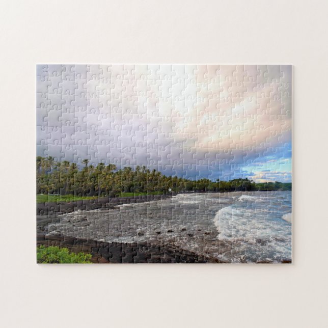Black Sand Beach - Big Island Hawaii - 11 x 14 inc Pussel (Horisontell)