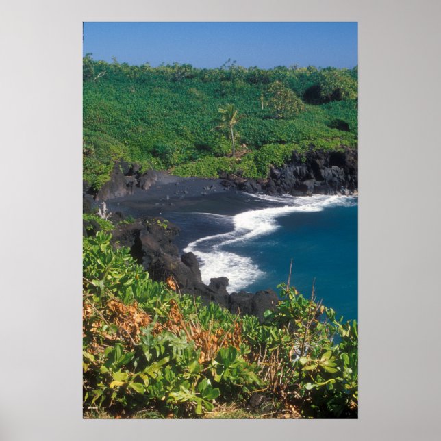 Black Sand Beach Hana Maui Hawaii Poster (Framsidan)