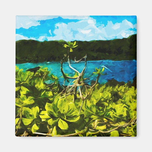 Black Sand Beach på väg till Hana Maui Abstrakt Magnet (Framsidan)