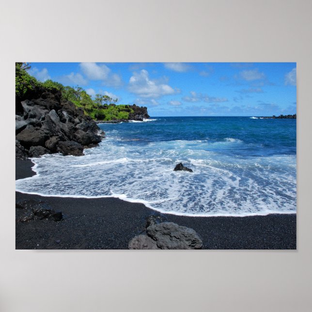 Black Sand Beach, Waianapanapa State Park, Maui Po Poster (Framsidan)