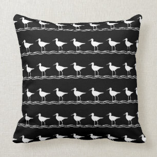 BLACK SAND PIPER White PILLOW-kusten Kudde
