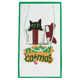 Black Santa Cat som snurrade i Julgran ljus