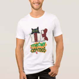 Black Santa Cat som snurrade i Julgran ljus T Shirt