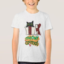 Black Santa Cat som snurrade i Julgran ljus T Shirt