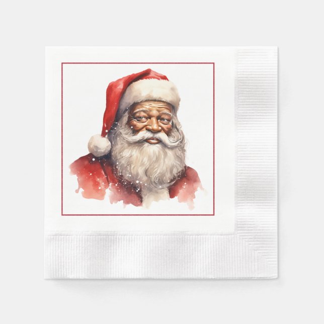 Black Santa Cocktail Napkins Pappersservett (Framsidan)