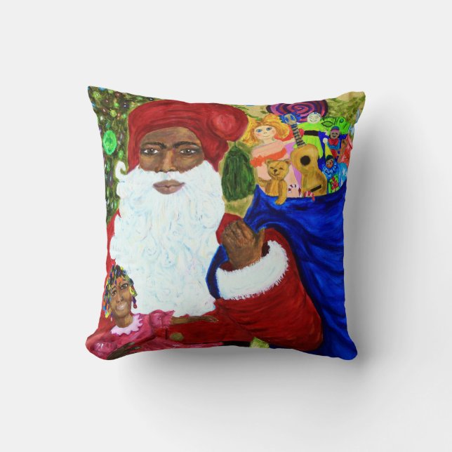 Black Santa Cushion Pillows - julklappar Kudde (Framsida)
