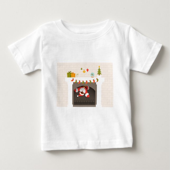 Black Santa fastnade i eldstaden Tee (Framsida)