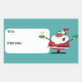 Black Santa Helgdag Toast Gift Märkre Sticker Rektangulärt Klistermärke