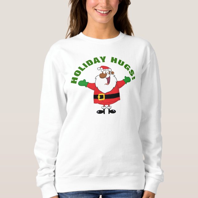 Black Santa Hugs Shirt Tröja (Framsida)