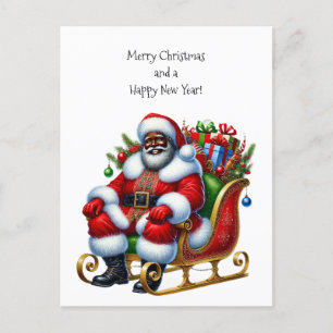 Black Santa in a Sleigh med presenter Helg Vykort