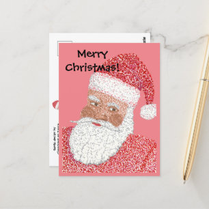 Black Santa in Pointillism Anpassningsbar Postcard Vykort
