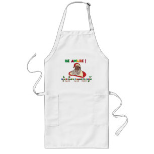 Black Santa jul Apron Långt Förkläde