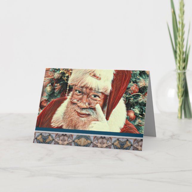 Black Santa jul Card African American Julafton Kort (Framsida)