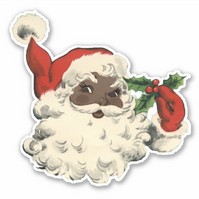 Black Santa med Holly Sticker Klistermärken (Framsida)