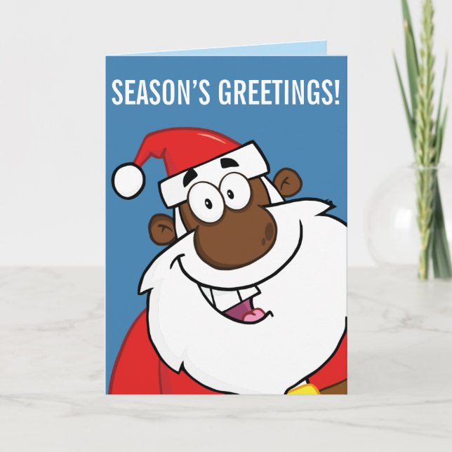 Black Santa med Reindeer Helgkort (Framsida)