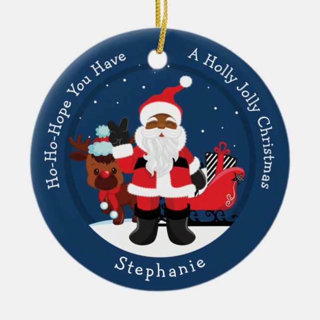 Black Santa med Rudolph Julgransprydnad Keramik (Framsidan)