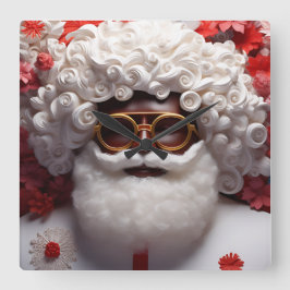 Black Santa Melanin jul Kung Bruh Saint Nick Fyrkantig Klocka