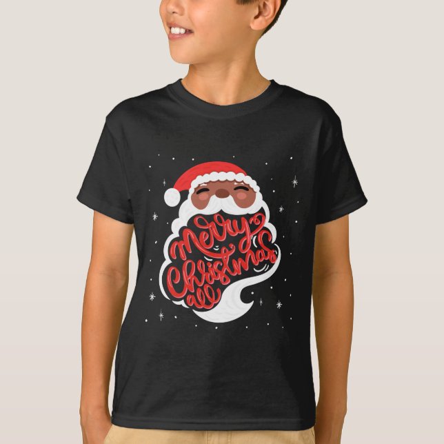 Black Santa Merry Christmas All Toddler T Shirt  (Framsida)