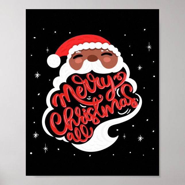 Black Santa Merry Christmas All Toddler T Shirt  Poster (Framsidan)