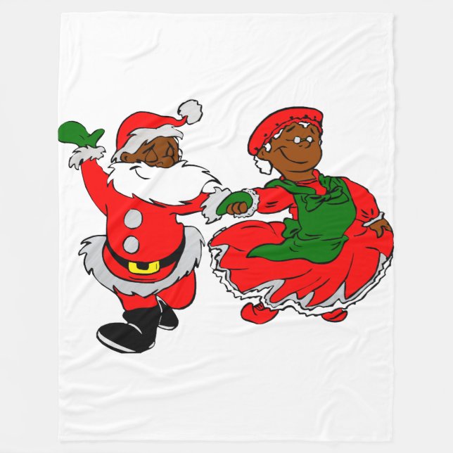 Black Santa Mrs claus filet Fleecefilt (Framsidan)