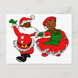 Black Santa Mrs claus Helg Vykort