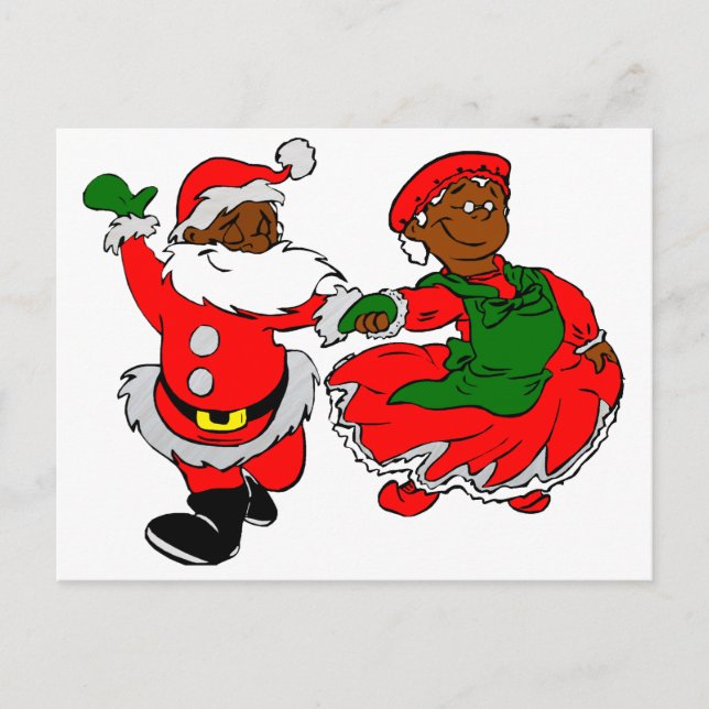 Black Santa Mrs claus Helg Vykort (Framsida)