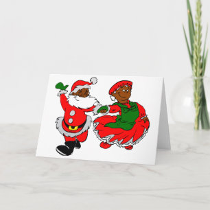 Black Santa Mrs claus Helgkort