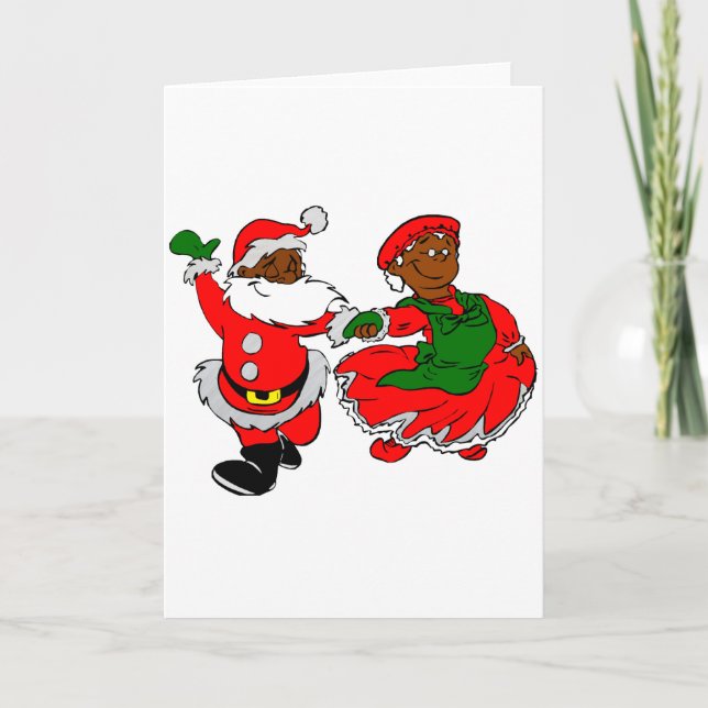 Black Santa Mrs claus Helgkort (Framsida)