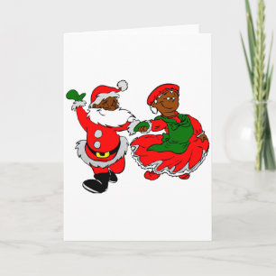 Black Santa Mrs claus Helgkort