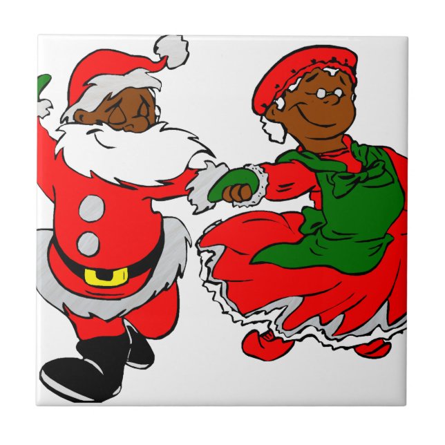 Black Santa Mrs claus Kakelplatta (Framsidan)