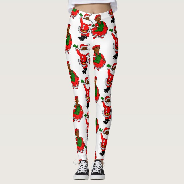 Black Santa Mrs claus leggings (Framsida)
