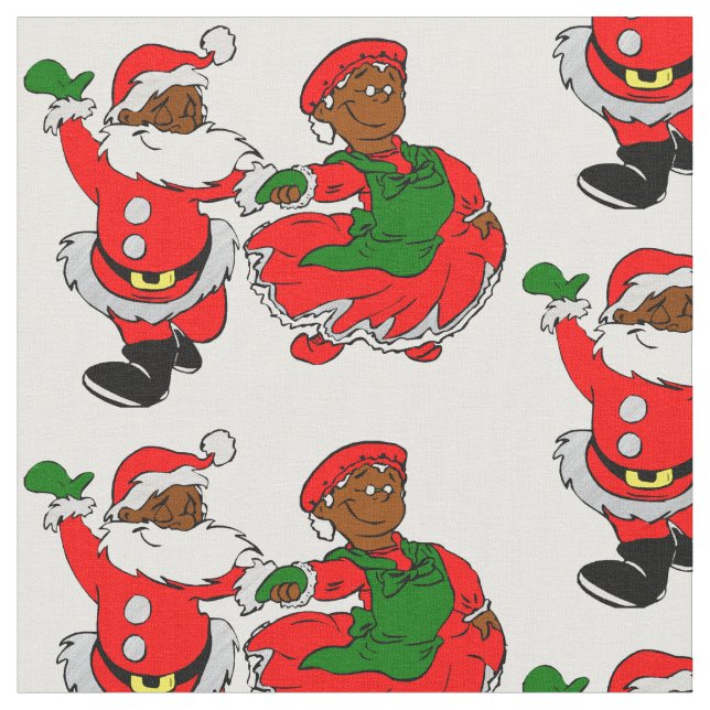 Black Santa Mrs claus-tyg Tyg (Närbild)