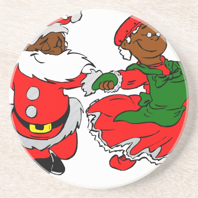 Black Santa Mrs claus Underlägg Sandsten (Framsidan)