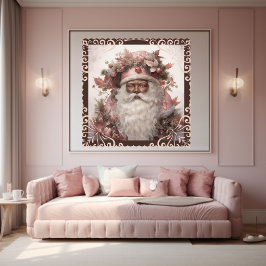 Black Santa Porträtt: Soft Pinks & Earth Tones Poster