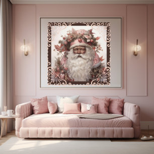 Black Santa Porträtt: Soft Pinks & Earth Tones Poster